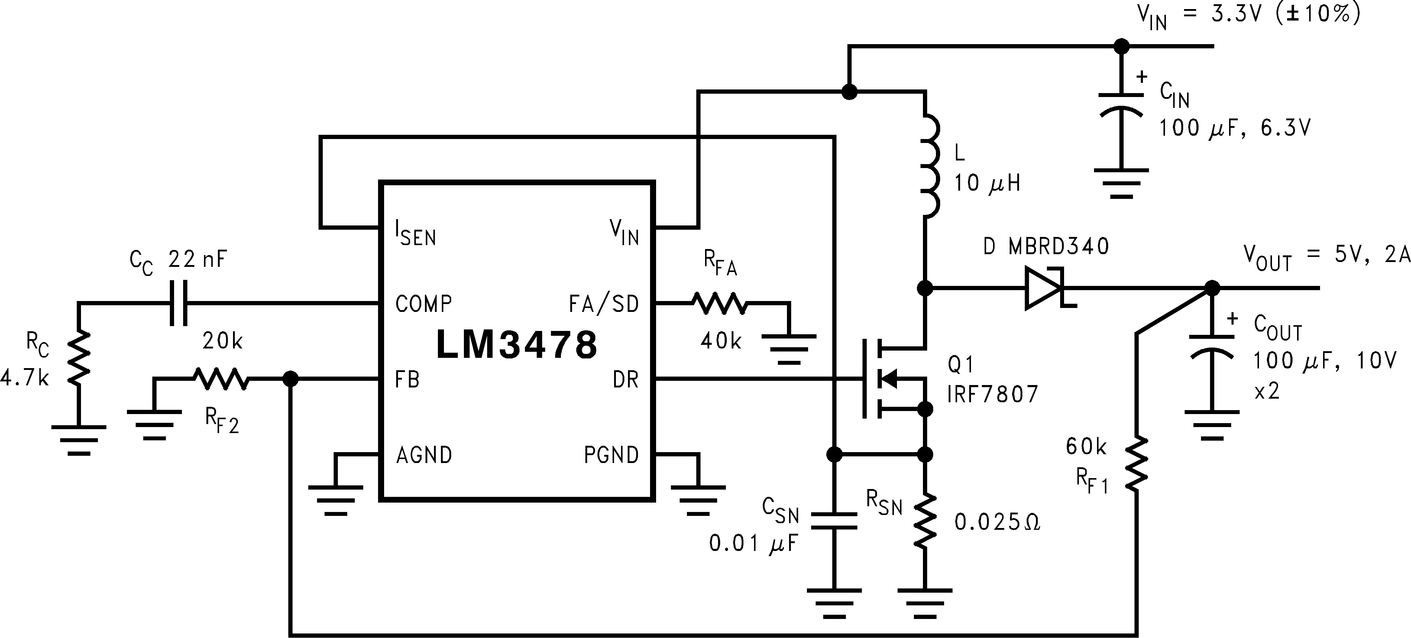 typical Boost converter for automotive, automotive boost regulator  LM3478 10135501.png