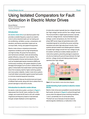 『Using Isolated Comparators for Fault Detection in Electric Motor Drives』 (英語) 記事の表紙に対応する PDF