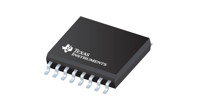幅の広い 16 ピン SOIC (DW) パッケージに封止したチップの画像
